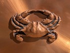 Vintage Copper Metal Crab Wall Plaque Framed 3d Nautical Decor Wood Hanging Art