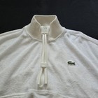 Lacoste Women   s High-neck Terry Cloth Half Zip White Sweatshirt Size 44