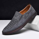 Handmade Leather Men Shoes Fashion Loafers Mesh Breathable Casual Slip-ons