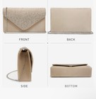 Beige Beaded Rhinestone Clutch Bag With Chain Strap Bridal Evening Formal