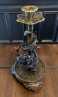 Antique Asian Bronze   Brass Dragon Candle Holder W art Nouveau Base -10 1 2   
