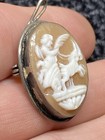 Cameo Pin Pendant Signed 800    Vintage