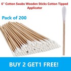 200pc Cotton Swabs Swab Q-tips 6  Long Wood Medical Grade Manufacturer Sealed