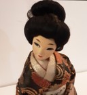 Geisha Girl Doll On Black Base Traditional Silk Kimono