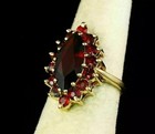 3ct Marquise Cut Real Red Garnet Vintage Wedding Halo Ring 14k Yellow Gold Over
