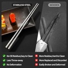 5 Pairs Metal Chopsticks  316 Stainless Steel Chopsticks With Pattern 