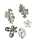 Lot Of 5 Antique Silver-plated Floral Motif Pins Brooches