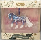 Breyer Christmas Ornament Eira Unicorn Fell Pony Mold Blue Florentine Polka Dot