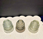 Set Of 3 Vintage Hemingray  42 Clear Glass Electrical Insulators  Made In U s a 