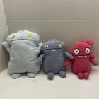 Lot Of 3 Ugly Doll Plush Monster Stuffed Animals Pink Blue Grey 12    And 8    