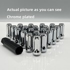 24 Chrome M14x1 5 Spline Lug Nuts   Key For Chevy Gmc Silverado Sierra 1500