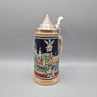 Vintage German Ceramic Lidded Beer Stein 7  Tall  Handle  Germany Castles