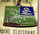 North Dakota Souvenir Pendant Charm State Map Flag Cloisonn   Fargo Bismarck