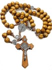 Saint Benedict Evil Protection Medal With Cross Wood Beads Rosary Necklace Store