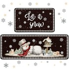 2 Pieces Winter Kitchen Rugs Set Let It Snow Kitchen Mats Snowflake Black