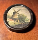 Vintage Oval Framed Windmill Landscape Print Decor Wallhanging Tin Frame