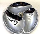 Vintage Mcm Chrome W small Handle 3-petal Dessert Serving Tray 10  Diameter