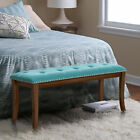 Classic Fabric Upholstered Entryway Bench Bedroom Bench With Rustic Wood Legs