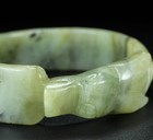 Neolithic Chinese 65mm Hetian Jade Carved Dragon Beast Statue Bracelet  1450