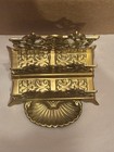 Vtg Ornate Brass Letter Document Rack 2 Slot Holder W  Stamp Card Key Clip Tray