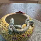Chinese Mille Fleur Yellow Porcelin Bowl Blue Dragon Red Bat -qianlong Regan Mar