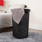 Mind Reader 60l Slim Laundry Hamper  Clothes Basket  Lid  Wicker Design  Plastic