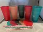 Starbucks 2019 Reusable Cold Cups  Lids  Straws Nib  Holiday 24oz  - Set Of 5