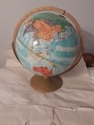 Vintage Replogle World Nation Series 12  Globe Raised Feel Gold Tone Stand