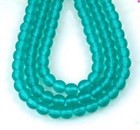 50 Czech Frosted Sea Glass Round Beads - Matte - Teal 6mm