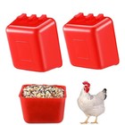 4pcs Red Square Cup Hanging Water Feed Cage Cups Poultry Gamefowl Rabbit Chicken