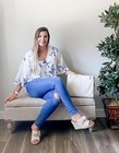 Women s Casual Floral Blouse Batwing Sleeve Loose Fitting Shirts Boho L Size