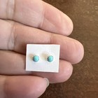 Native American Navajo Turquoise Dot Stud Earrings Sterling Silver Zuni Stunning