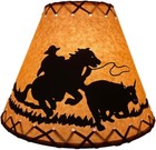 Rustic Oiled Kraft Lamp Shade With Cowboy Design - 12 