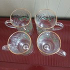 Vtg Arby s Libbey Holly Berry Irish Coffee Mugs Footed Gold Rim Christmas 4