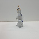 Vintage Porcelain Thai Temple Dancer Figurine  White Blue   Gold  8 Inch Tall
