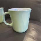 Used Lot Of 3 Green Milk Glass Vintage Pyrex Coffee Mugs Tea Cups 4  Set