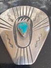 Native American 925 Sterling Silver And Turquoise Bolo Tie Slide