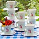  24 X Vintage Floral Tea Party Cups   Saucers Set Afternoon 24pack Mint Green