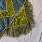 Pier 1 Christmas Tree Skirt Green Blue Peacock Sheer Lace Gold Velvet Whimsical 