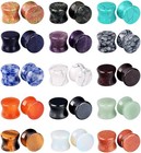 20 30 Pcs Set Mixed Stone Saddle Double Flared Ear Tunnels Expander Plugs Str   