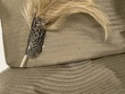 Custom-made Suzanne Couture Millinery Olive Gold Wide-brim Hat With Pheasant F 