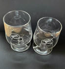 Vintage Qantas Airways Wine juice Glasses   Etched Logo   1 Juice   1 Wine