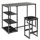 3 Piece Pub Set Industrial Style Faux Marble Top Table And 2 Stools Dining Set