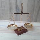 Antique Design Brass Double Arm Apothecary Balance Scales With 7 Weights 21 Cm