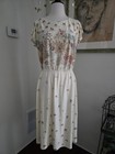 Vintage 1970s  1980s Womens Cream Floral Dress  Medium Large