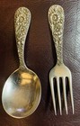 Antique Vintage Sterling Silver S Kirk   Son Baby Spoon And Fork Bridal Bouquet