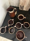 Vintage 8 Lot Mccoy Pottery Lot Brown Pitcher Cups Mugs Pot Roseville Usa Oven