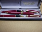 Vintage Monticello Pen Set   Burgandy   Fountain   Ballpoint   Pencil   W case