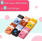 Eraser With Cover And Roller  6 Pack  Animal Theme   Cute Erasers For Kids