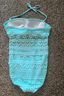 Robin Piccone Penelope Seafoam Crochet Overlay One Piece Swimsuit Women s 12 New